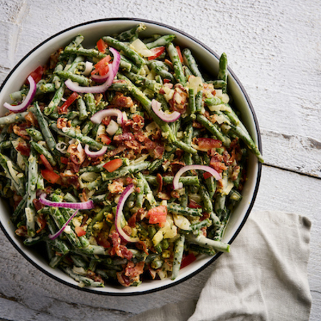 Salade aux haricots verts et lard