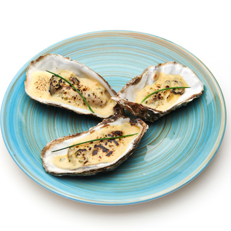 Gegratineerde oester met champagnesaus