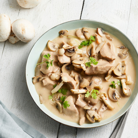 Kalfsblanquette met champignons en kervel