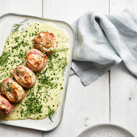 Rosette van zalm & schartongfilet met kruidensaus