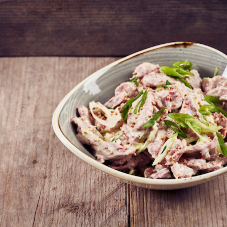 Joues de porc en vinaigrette de moutarde à l'ancienne