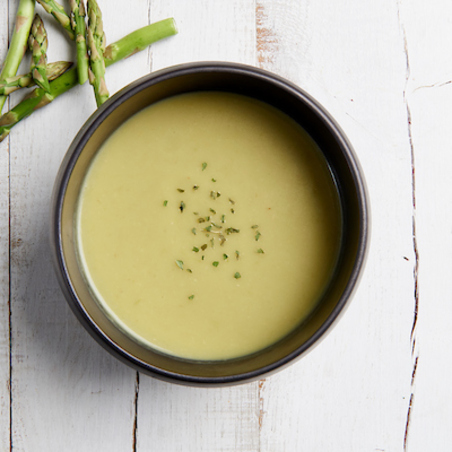 Velouté van groene asperges en knolselder